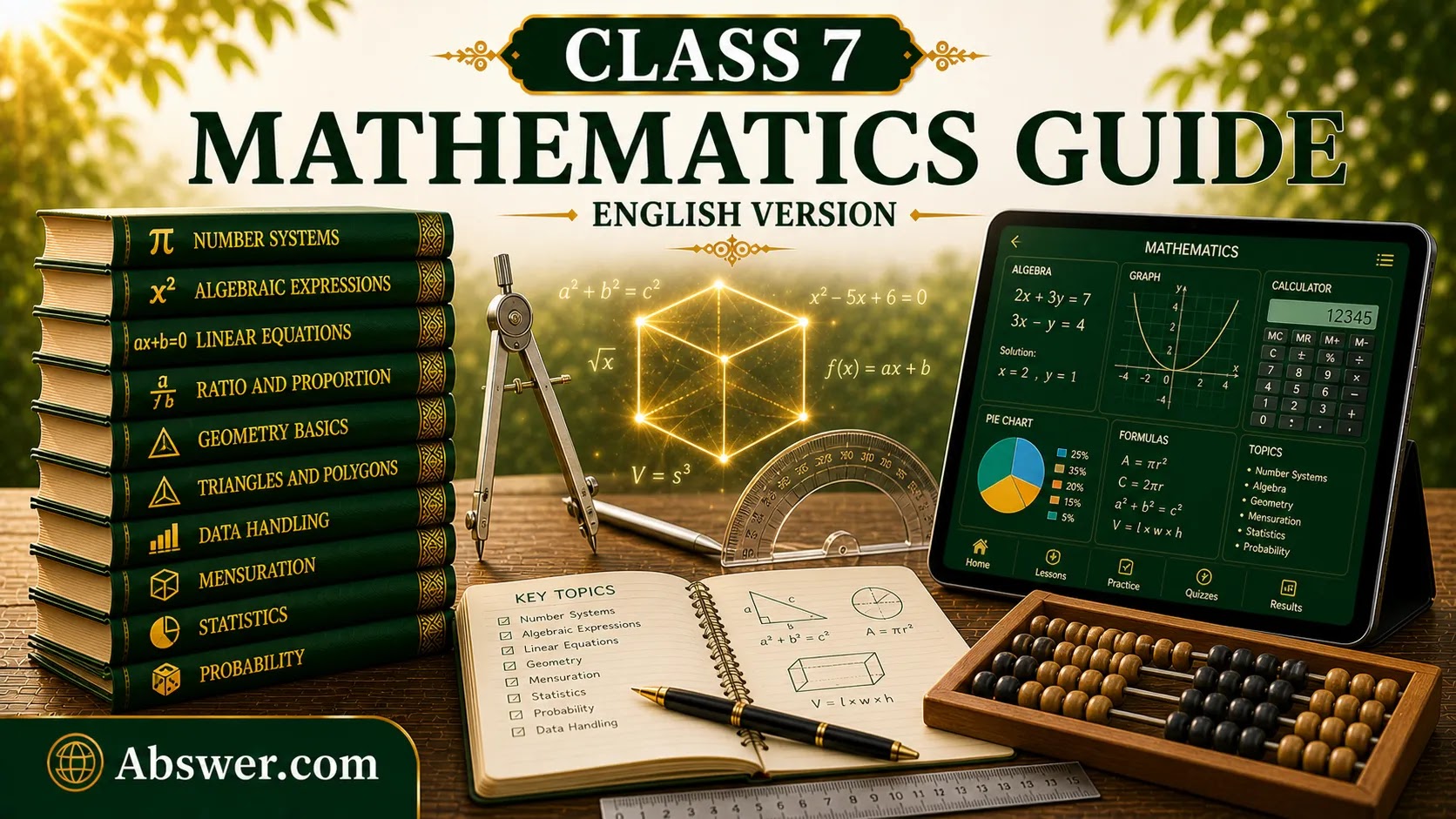 Class 7 Mathematics All Chapters Solutions PDF Download (English Version Guide) & Model Tests